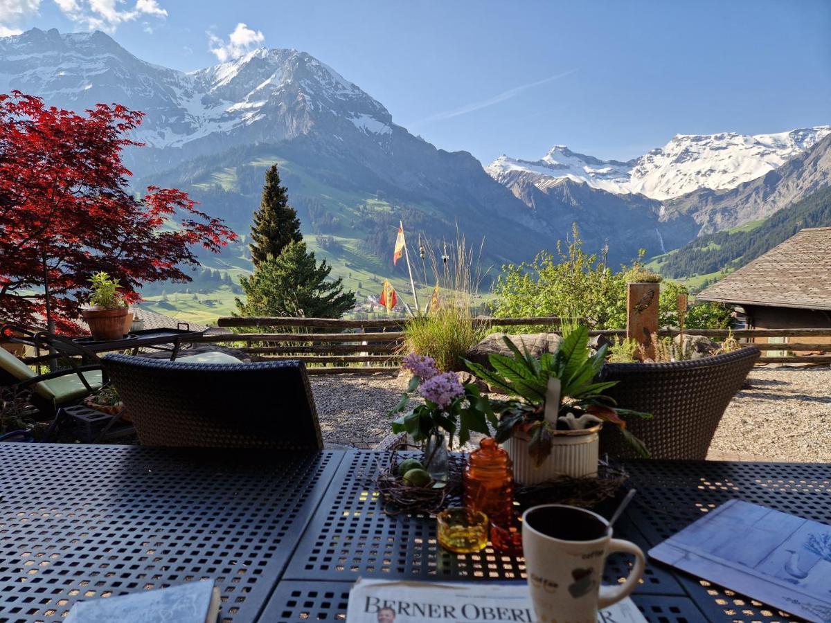 Chalet Gotthelf Gartenstudio, Ferien Mit Hund Adelboden Bagian luar foto